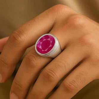 Authentic 925 Sterling Silver Ruby Ring for Him