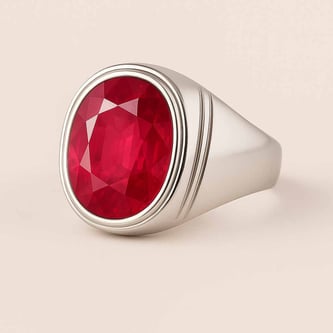 Authentic 925 Sterling Silver Ruby Ring for Him
