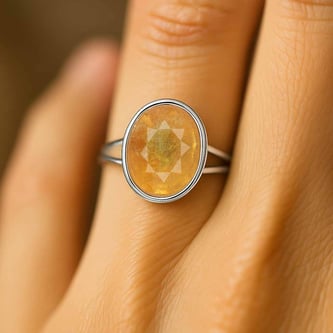 Authentic 925 Sterling Silver Yellow Sapphire Ladies’ Ring