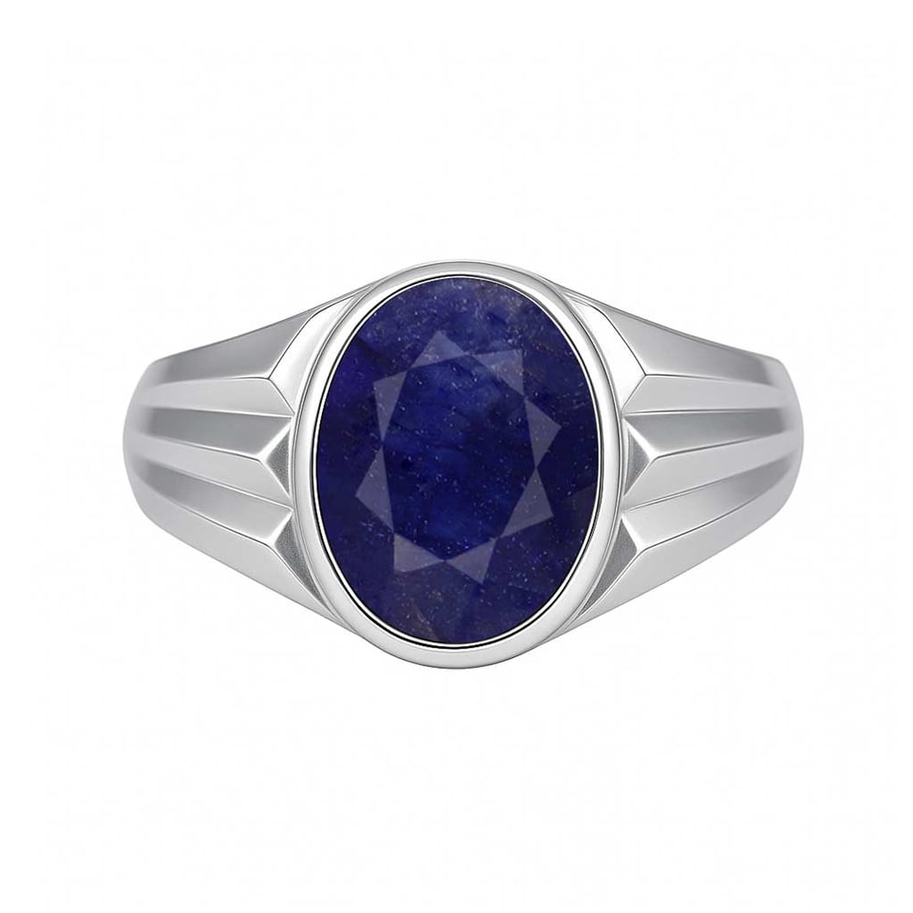 Authentic Handmade Sterling Silver Blue (Neelam) Sapphire Ring