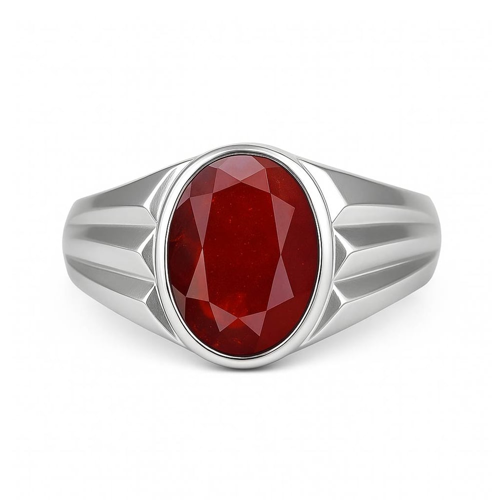 Authentic Handmade Sterling Silver Hessonite Garnet (Gomed) Ring For Men