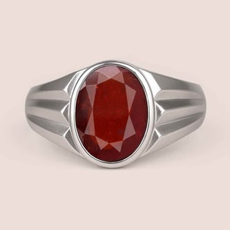 Authentic Handmade Sterling Silver Hessonite Garnet (Gomed) Ring For Men
