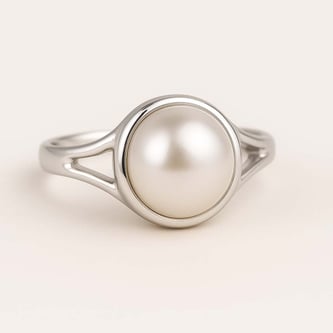 Authentic Handmade Sterling Silver Pearl (Moti) Ring For Men