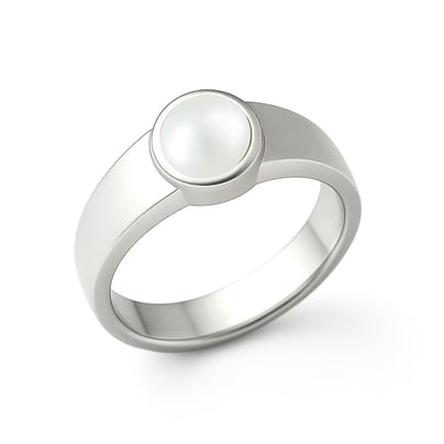Authentic Sterling Silver Pearl Stone Ring For Men