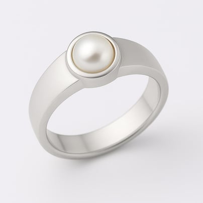 Authentic Sterling Silver Pearl Stone Ring For Men