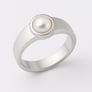 Authentic Sterling Silver Pearl Stone Ring For Men
