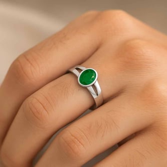 Authentic Vintage 925 Silver Emerald Men’s Ring