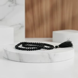 Original Black Akik (Hakik) Mala 108 Beads for Prayer and Meditation