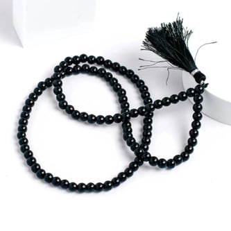Original Black Akik (Hakik) Mala 108 Beads for Prayer and Meditation
