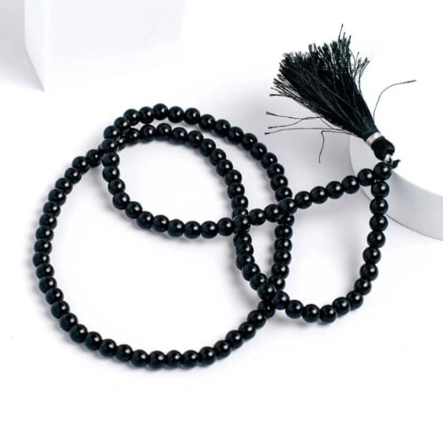 Original Black Akik (Hakik) Mala 108 Beads for Prayer and Meditation
