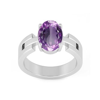 Bold Designer 925 Silver Amethyst Ring for Him