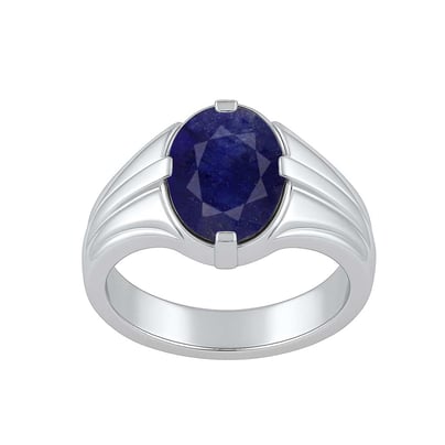 Bold Designer 925 Silver Blue Sapphire Ring for Him