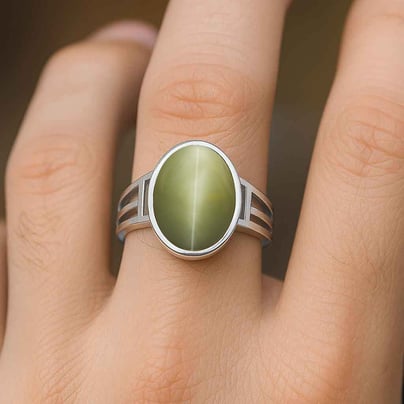Bold Designer 925 Silver Cat's Eye Ring for Him