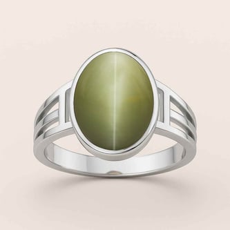 Bold Designer 925 Silver Cat's Eye Ring for Him