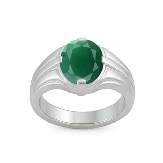 Bold Designer 925 Silver Emerald Ring for Him