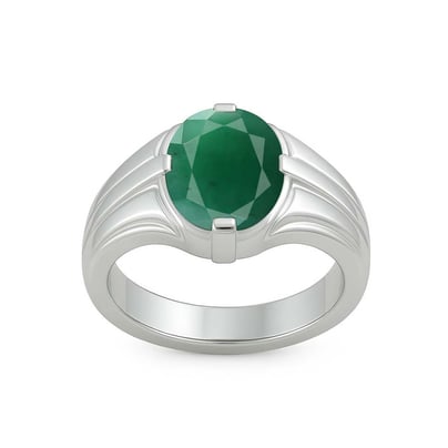 Bold Designer 925 Silver Emerald Ring for Him