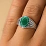 Bold Designer 925 Silver Emerald Ring for Him