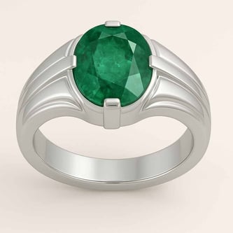 Bold Designer 925 Silver Emerald Ring for Him