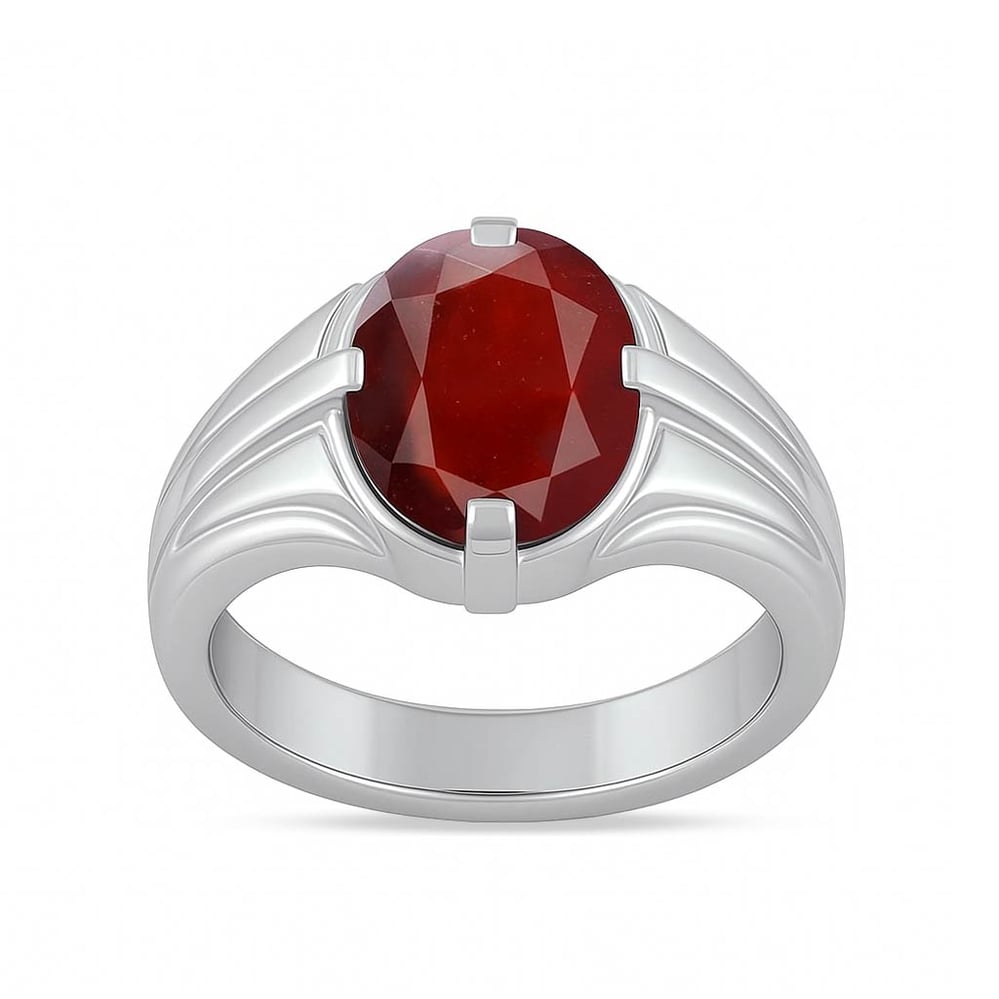 Bold Designer 925 Silver Hessonite Gomed Ring for Him