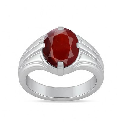 Bold Designer 925 Silver Hessonite Gomed Ring for Him