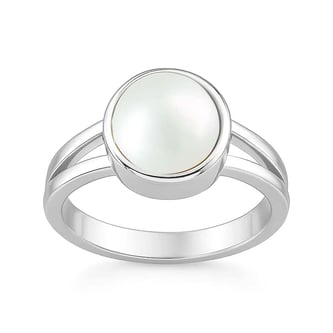 Bold Designer 925 Silver Pearl Ring for Him