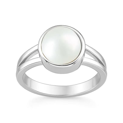 Bold Designer 925 Silver Pearl Ring for Him