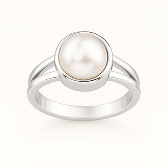 Bold Designer 925 Silver Pearl Ring for Him