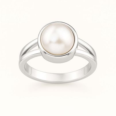 Bold Designer 925 Silver Pearl Ring for Him