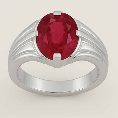 Bold Designer 925 Silver Ruby Ring for Him