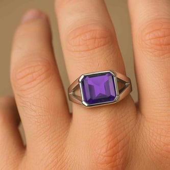 Bold & Stylish 925 Silver Amethyst Men’s Ring
