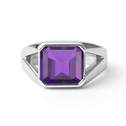 Bold & Stylish 925 Silver Amethyst Men’s Ring