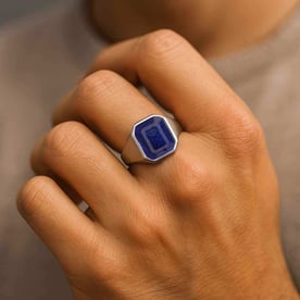 Bold & Stylish 925 Silver Blue Sapphire Men’s Ring
