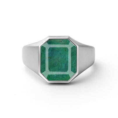 Bold & Stylish 925 Silver Emerald Men’s Ring