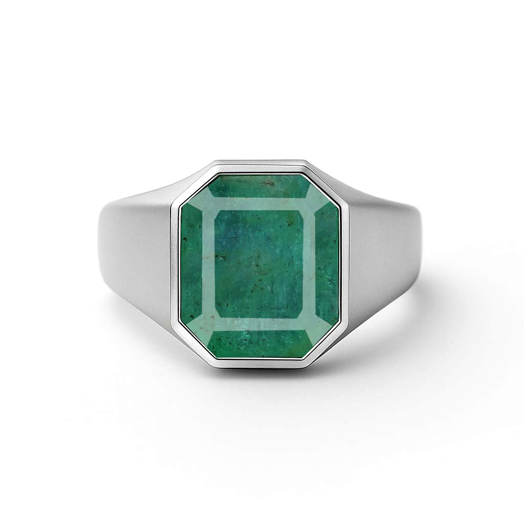 Bold & Stylish 925 Silver Emerald Men’s Ring