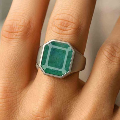 Bold & Stylish 925 Silver Emerald Men’s Ring