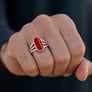 Bold & Stylish 925 Silver Red Coral Men’s Ring
