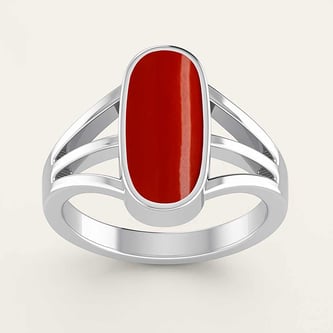 Bold & Stylish 925 Silver Red Coral Men’s Ring