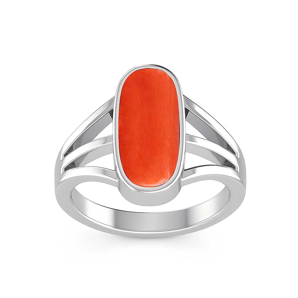 Bold & Stylish 925 Silver Red Coral Men’s Ring