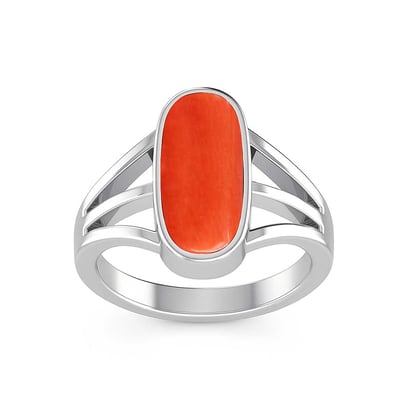 Bold & Stylish 925 Silver Red Coral Men’s Ring