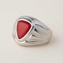Bold & Stylish 925 Silver Triangle Red Coral (Moonga) Ratna Men’s Ring