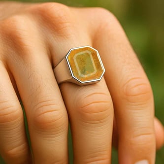 Bold & Stylish 925 Silver Yellow Sapphire Men’s Ring