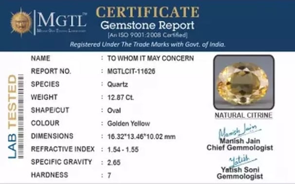 Buy Brazilian Citrine - 12.87 Carat Limited Quality CIT-11626