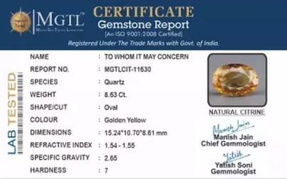 Brazilian Citrine - 8.63 Carat Limited Quality CIT-11630