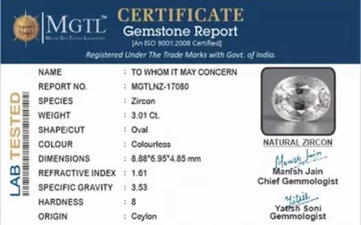Ceylon Natural Zircon - 3.01 Carat  Limited Quality NZ-17080