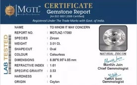 Ceylon Natural Zircon - 3.01 Carat  Limited Quality NZ-17080