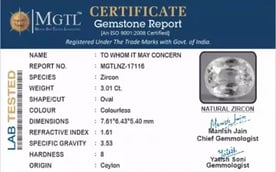 Ceylon Natural Zircon - 3.01 Carat  Limited Quality NZ-17116