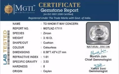 Ceylon Natural Zircon - 3.18 Carat  Limited Quality NZ-17111