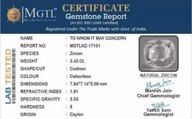 Ceylon Natural Zircon - 3.43 Carat  Limited Quality NZ-17101