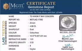 Ceylon Natural Zircon - 4.68 Carat  Limited Quality NZ-17092