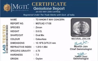 Ceylon Natural Zircon - 5.6 Carat  Limited Quality NZ-17138